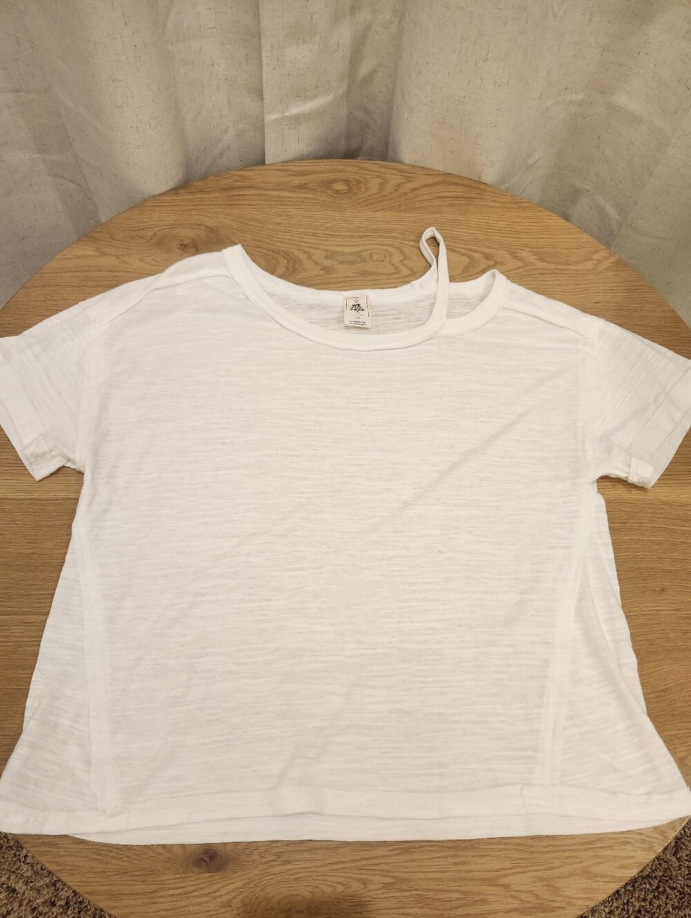Free People Off The Shoulder White Women's Crewneck Tee Small
